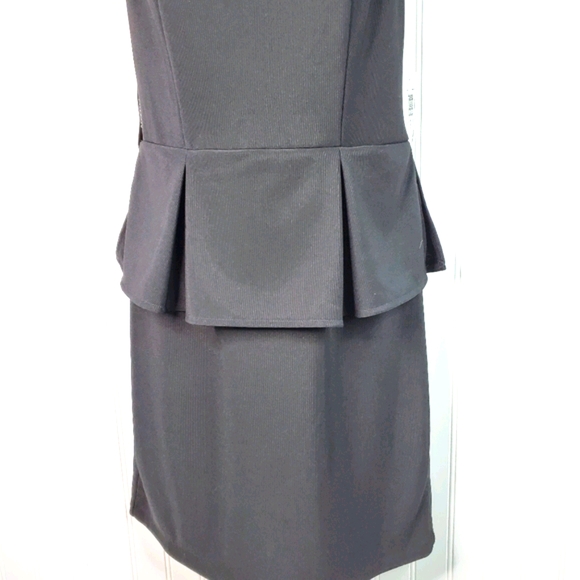 Bisou Bisou Black Mesh Pleated Peplum Dress - Picture 3 of 6